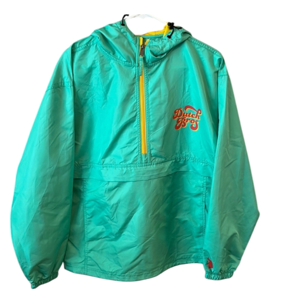 Dutch bros Medium teal windbreaker